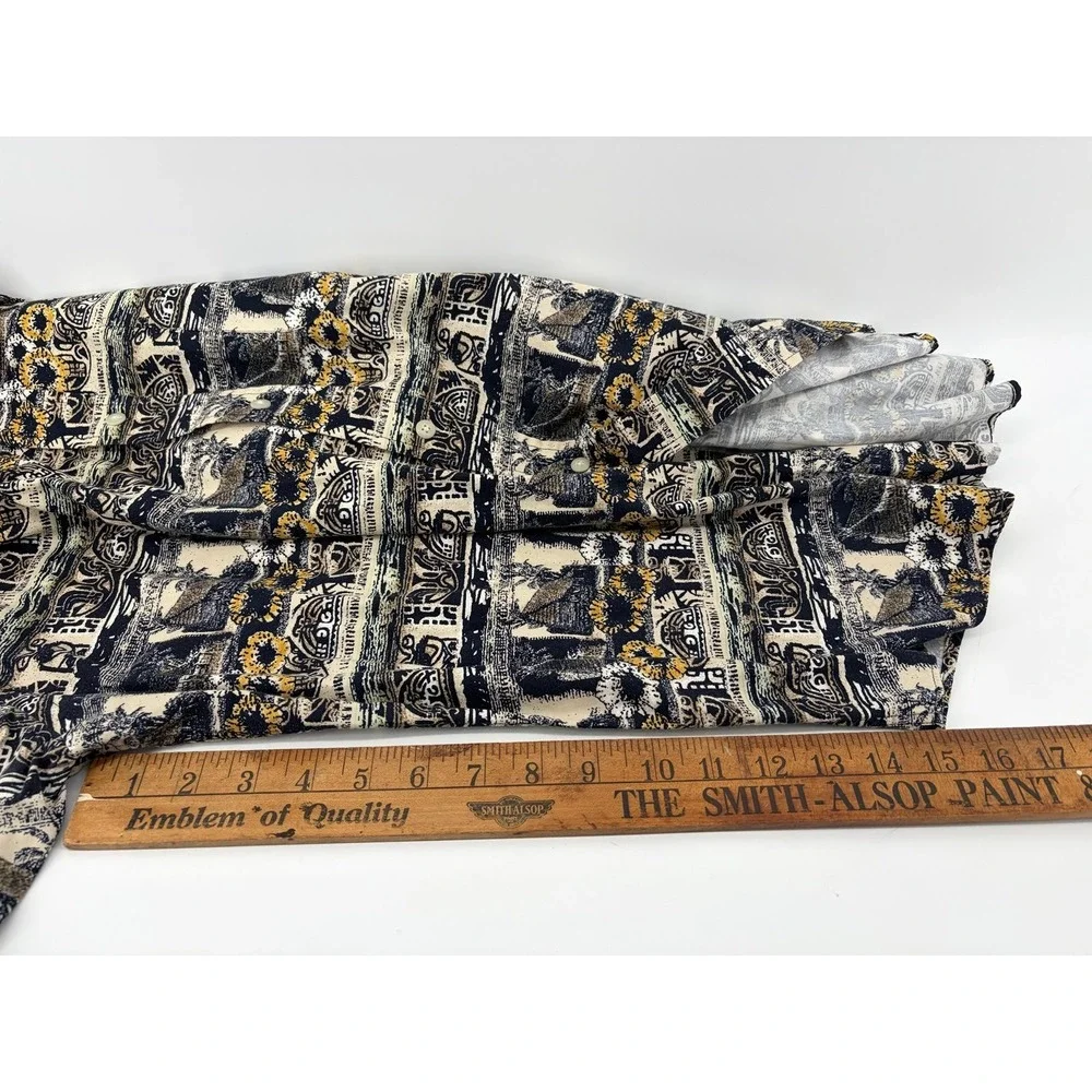 Feldini Vintage, SS Button Down Shirt, Geometric & Floral Pattern, Men XL